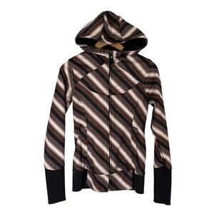 Burton DryRide Snowboard Jacket Women's Size XS Brown White Stripe Full Zip Hood